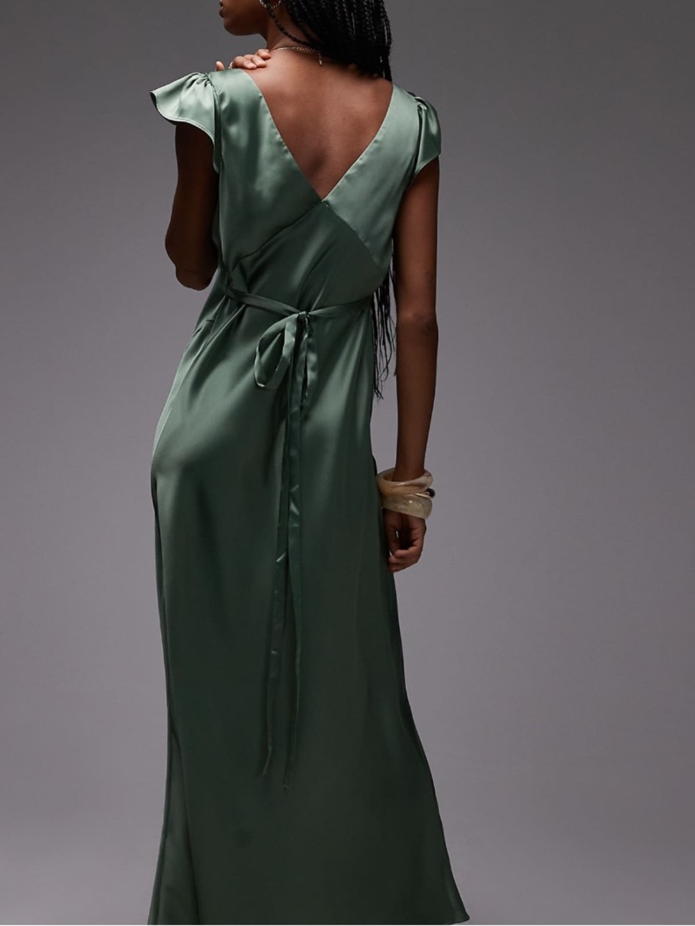 ASOS Satin Green Tie-Front Maxi Dress size 10 NEVER WARN - Picture 3 of 3
